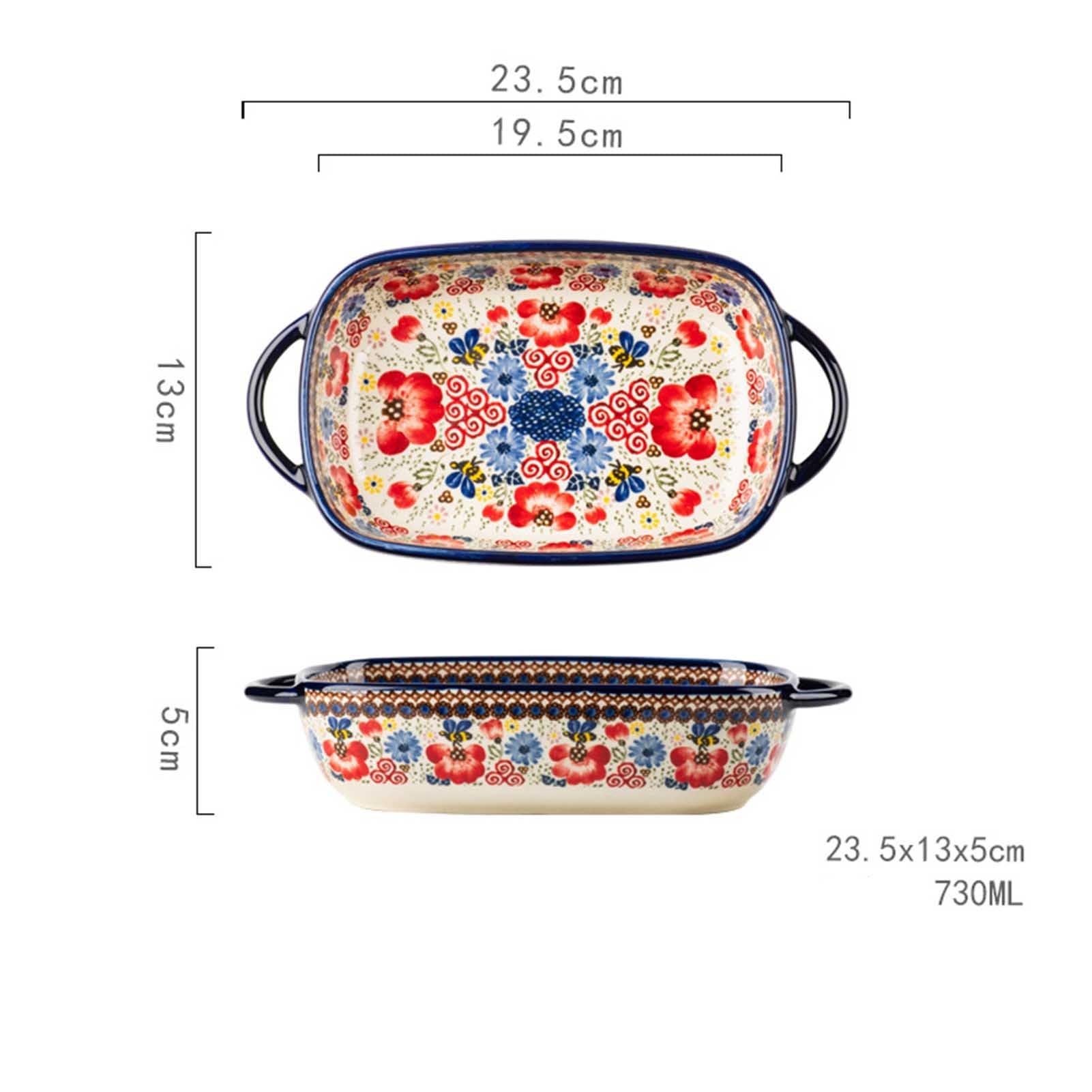Sartenes para lasaña, Fuente de Horno Rectangular apilable con asa, 2 tamaños: 730 ml y 1900 ml, Paquete de 2(730ml)