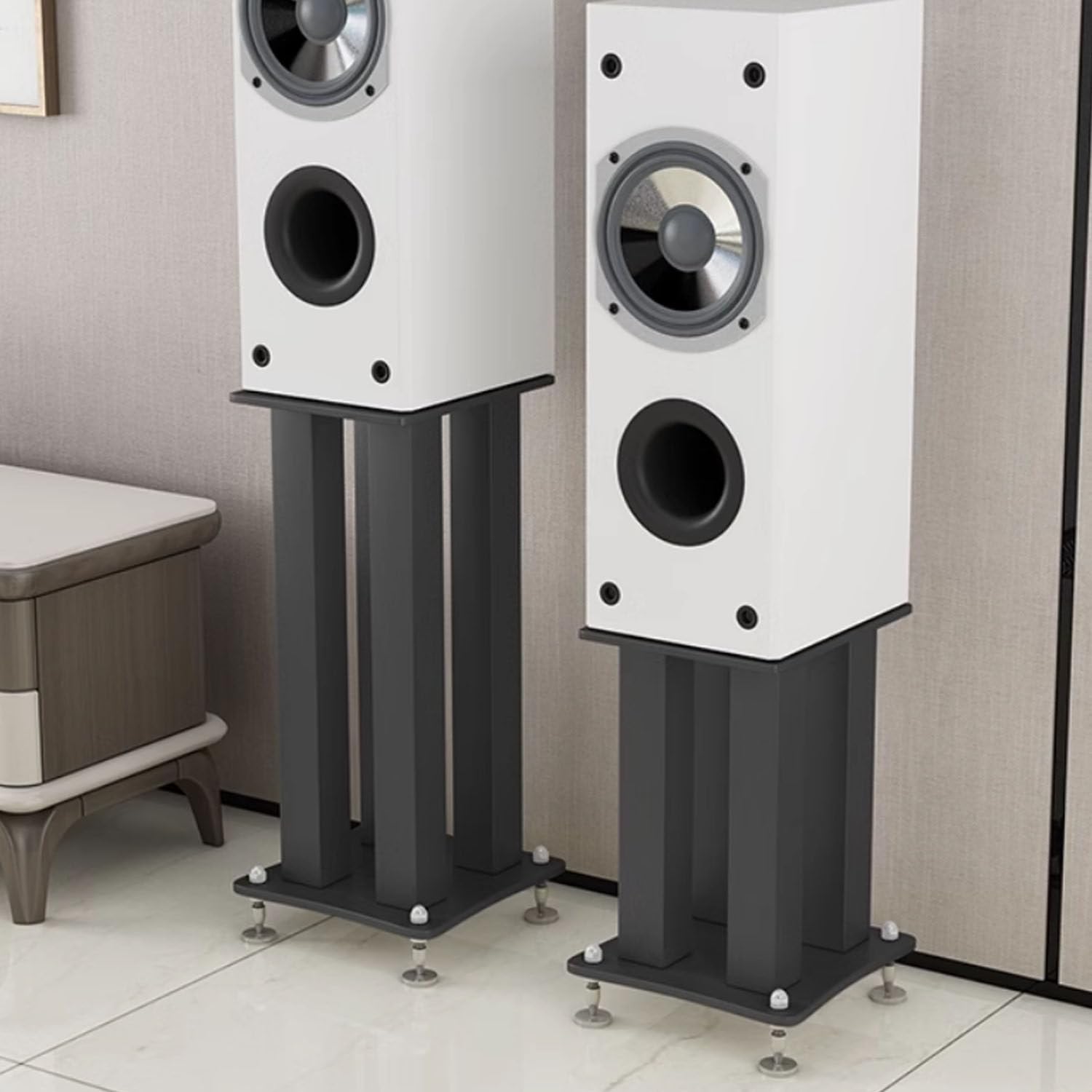 Par de soportes para altavoces de pie resistentes para una mejor afinación de audio, 30 cm de alto