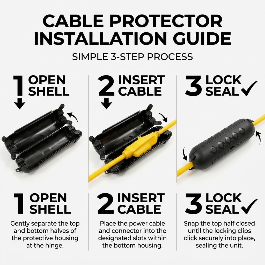3 Pack Outdoor Extension Cord Cover, IP44 Waterproof Lightweight Electrical Safety Cover for Outdoor Use, Perfect for Holiday Lights, Garden Tools, and Outdoor Plug Cover Protection