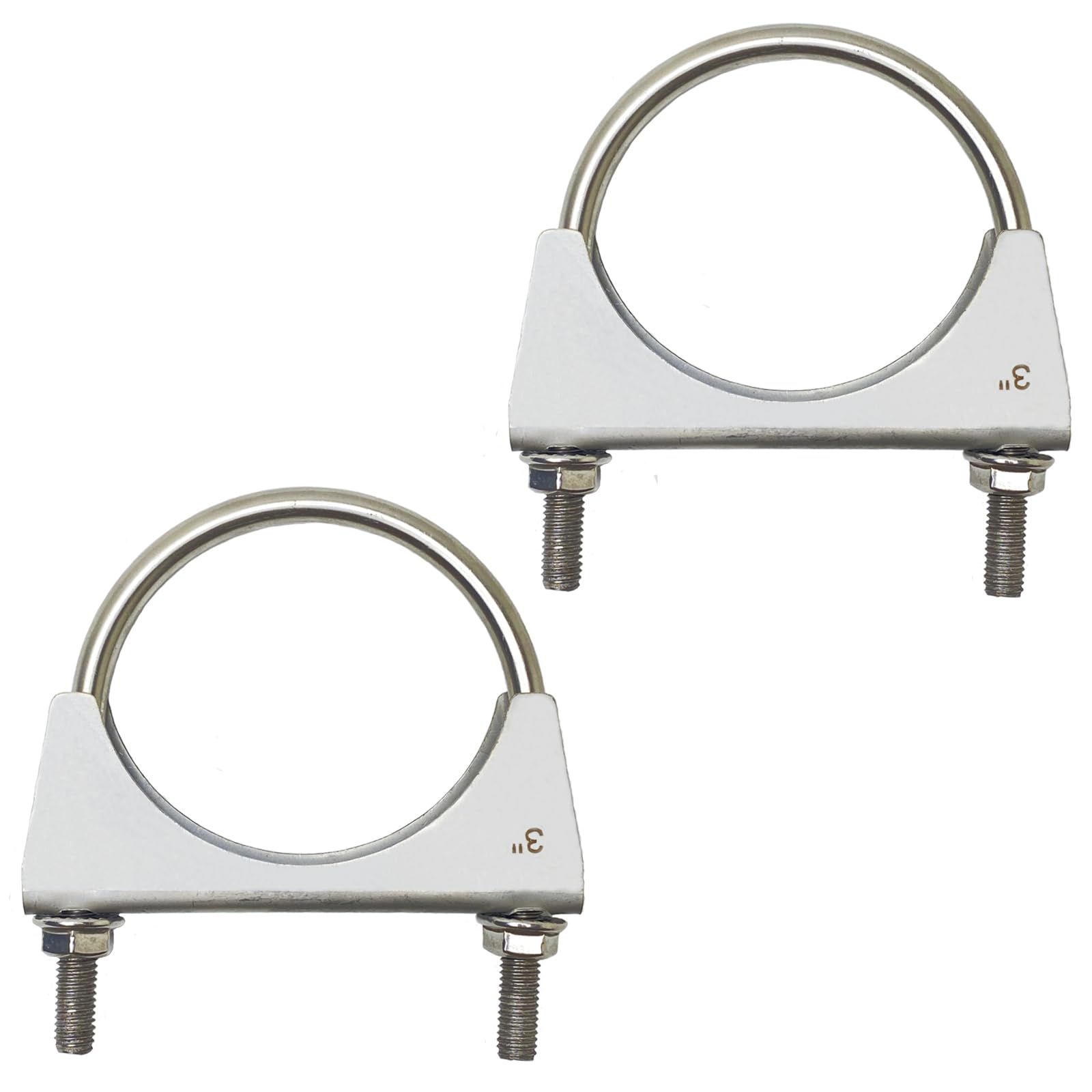 3 inch Muffler U-Bolt Clamps for 3" Diameter Exhaust Tail Pipe,Heavy Duty 304 Stainless Steel Exhaust U Clamp, Pack of 2-image-20