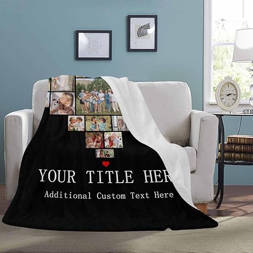 Miniatura 3 de Manta personalizada con foto de corazón para familia, regalos de cumpleaños, boda, graduación