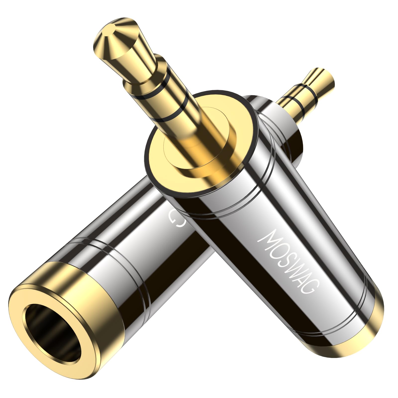 MOSWAG 3.5mm Male to 1/4'' Female Stereo Headphone Adapter, 3.5mm(1/8'') Plug Male to 6.35mm (1/4'') Jack Female Stereo Adapter for amplifiers, Mixing