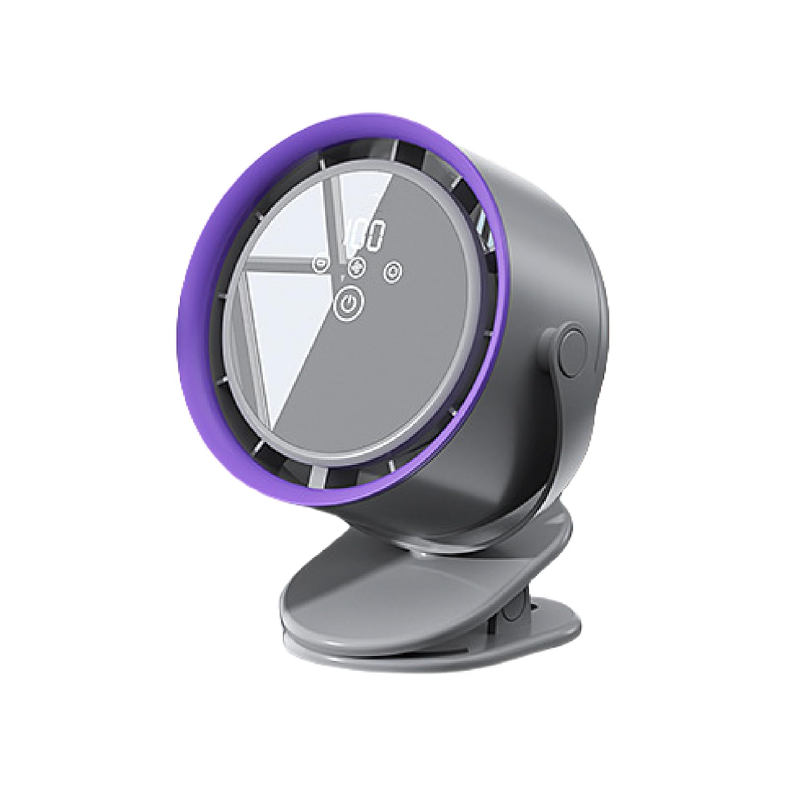 Uqezagpa Gray Purple 6Inch Desk Fan Led Electronic Display With 5 Adjustable Speeds Clip Mountable Secure On Suitable For Home Dorm Rechargeable Battery Desk Fan