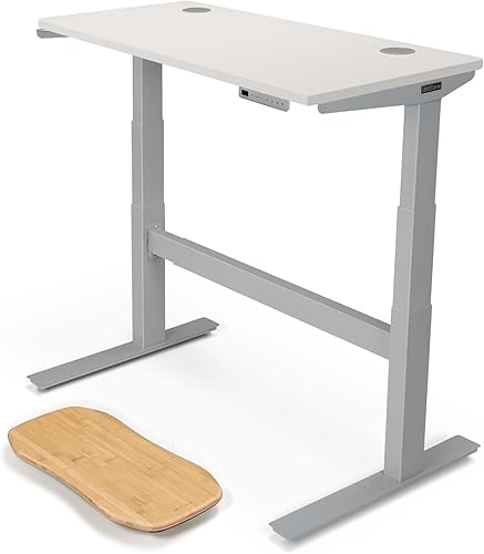 Uplift - Escritorio laminado blanco (48 x 24 pulgadas), escritorio de pie de 2 patas V2, marco en C ajustable comercial (gris), teclado avanzado, disponible en Yaxa Mexico