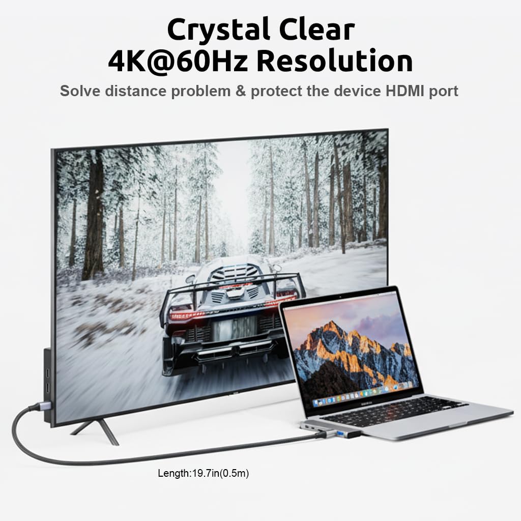 Verilux® USB C Extension Cable, 0.5m USB Type C Male to Female Cable Support PD 100W Fast Charging, 10Gbps Data Transfer USB Extension, 4K@60Hz HD Video Output Compatible for iPhone 17/16/15, MacBook — Amazon image 5