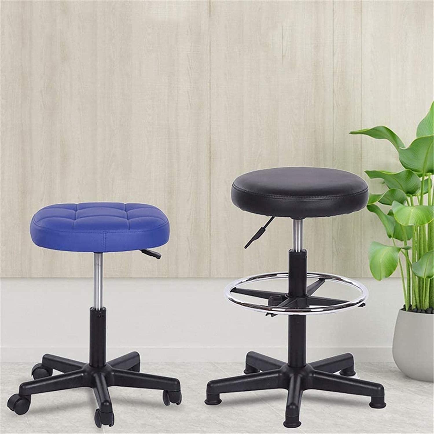 BFTOU Zwarte Klassieke Draaibare Kruk Met Wiel Perfect voor Salon Werk Thuis SPA Winkel In Hoogte Verstelbare En Kosteneffectieve Rollende Kruk Stoel Klein
