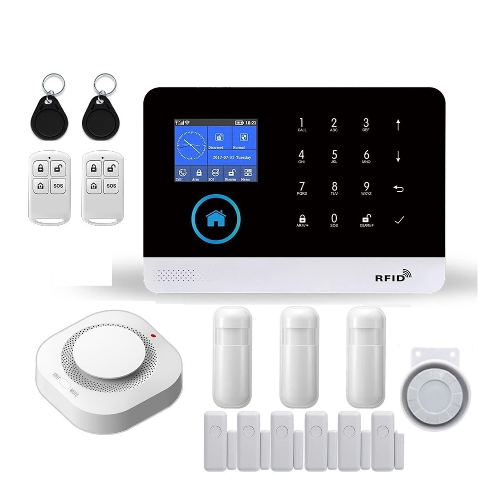 Kit Alarma Casa, Wifi 4g Sistema de alarma de seguridad en el hogar con sensor de movimiento de mascotas Siren estroboscópica de estrobos Tuya Vida inteligente Aplicación(K)