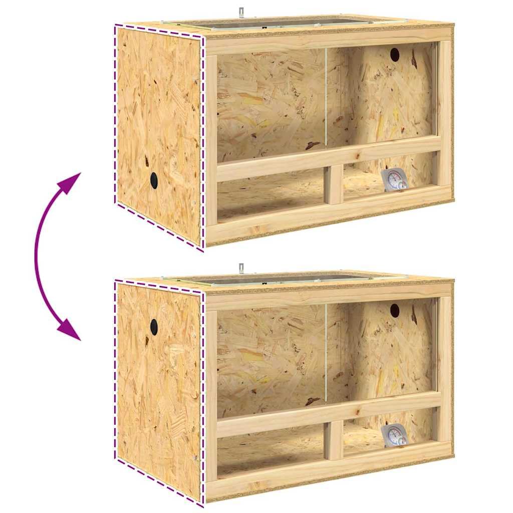 vidaXL Terrario Marrón 80 x 50 x 100 cm OSB, Vivienda rústica Rectangular, hábitat Resistente para Reptiles, Espacio Ideal para roedores y más