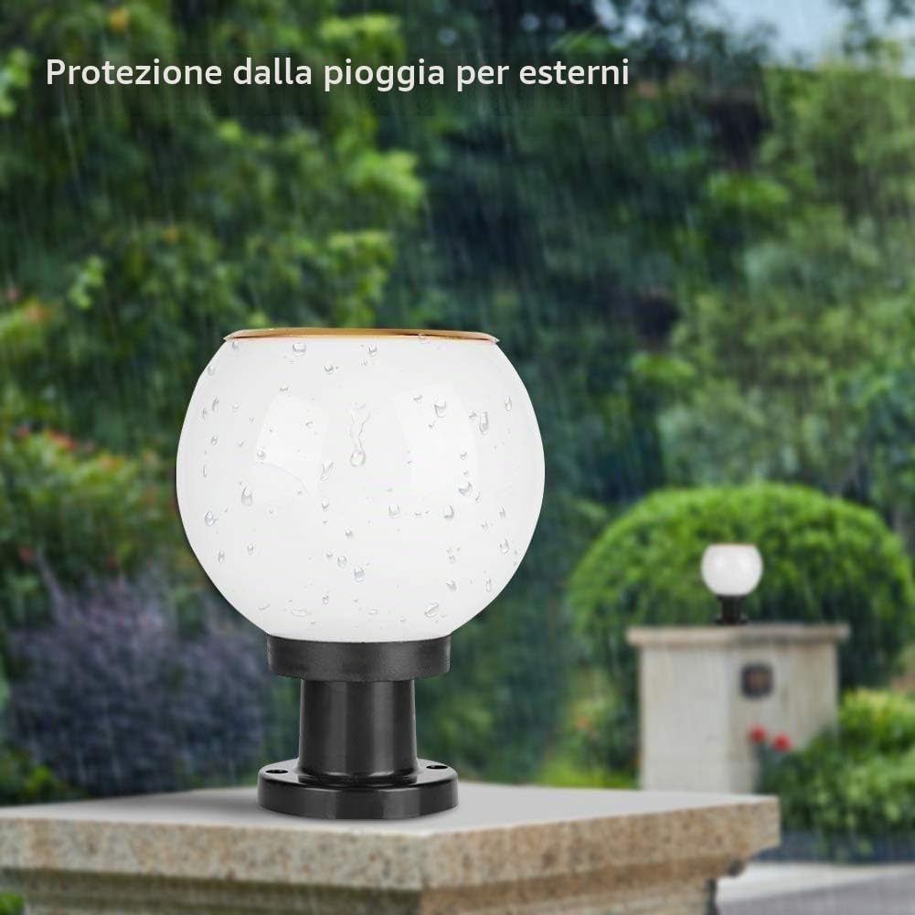 Reisx Sfera rotonda LED in acciaio inox solare Alberino della lampada da esterno IP65 impermeabile Colonna luci del giardino della luce della lanterna pilastro percorso for il Garden Villa Pillar Gard
