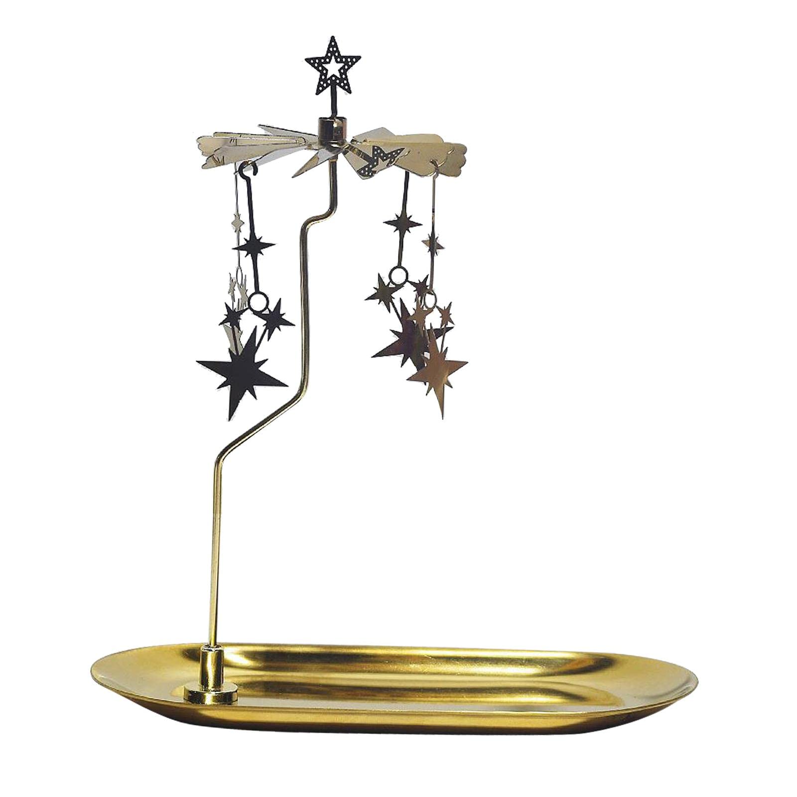 Rotary Rotating Candlestick Holder Carousel Table Decor Decoration Tea Light for Romantic Wedding Living Room Scented, Stars