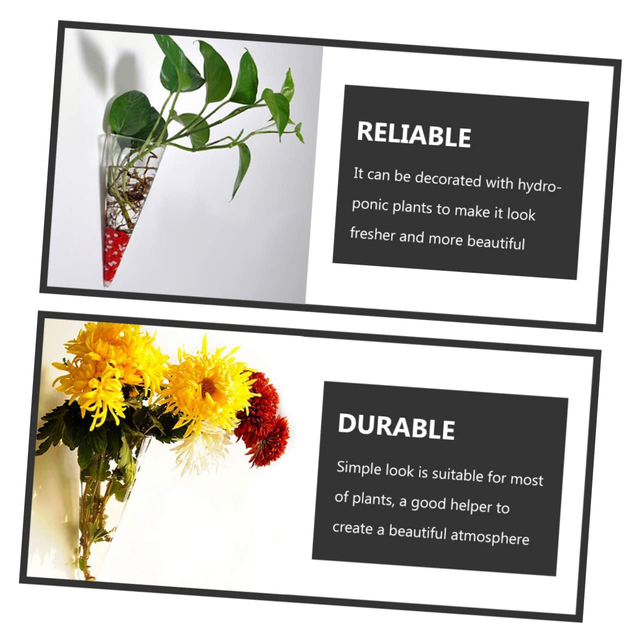 IMIKEYA 4 Ensembles Vase Mural Bourgeon Décorations D'aquarium Tubulaire Décoration D'intérieur Centres De Table Cintres pour Plantes Mur Intérieur Usine Transparent Un Verre 2 Pièces * 4