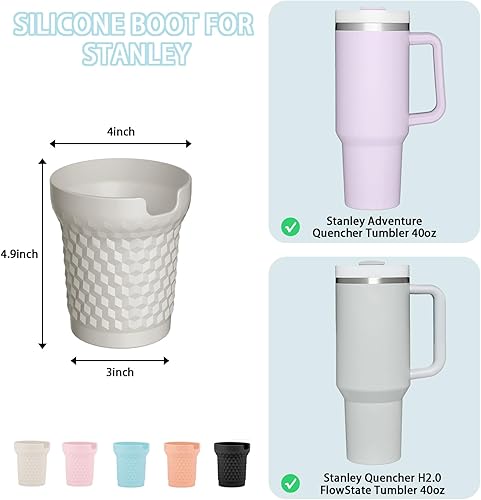 Miniatura 5 de GENLEAS - 4 accesorios para Stanley, 2 fundas de silicona para botas para Stanley y 2 fundas de popote para Stanley Quencher H2.0 y vaso Quencher