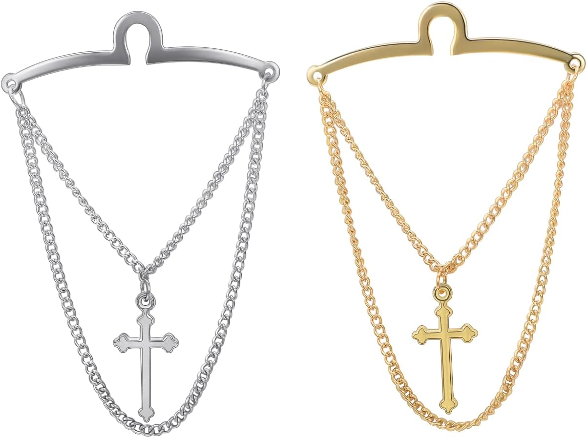 Men’s Gold Silver Tie Chain Set – Classic 2Pcs Double Necktie Chains for Business and Wedding Jewelry