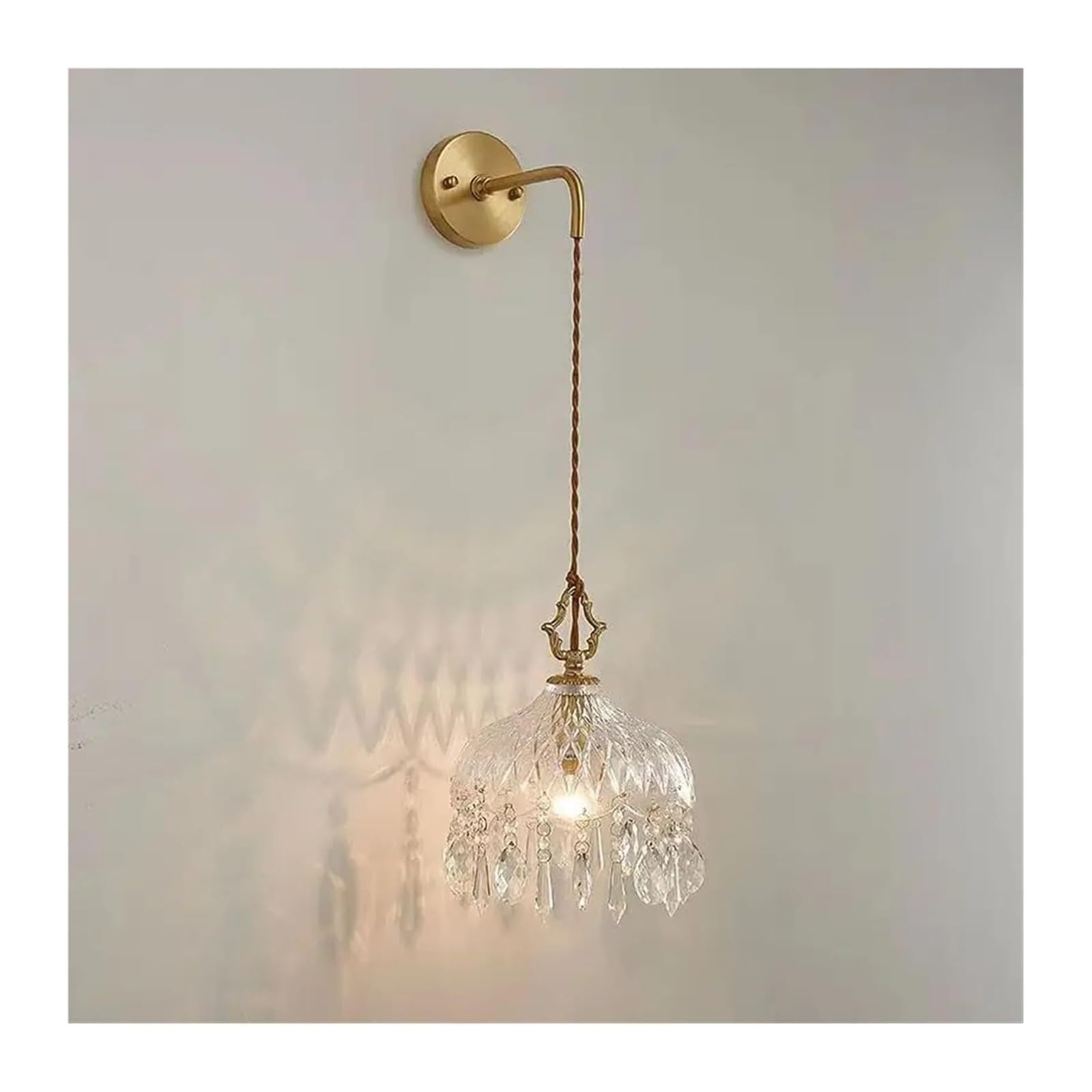 Jybnbbe Light Wall Sconce, Retro Copper Wall Lamp Compatible With Bedroom Background Wall Entrance Aisle Balcony French Style Brass Pendant ,Chandeliers