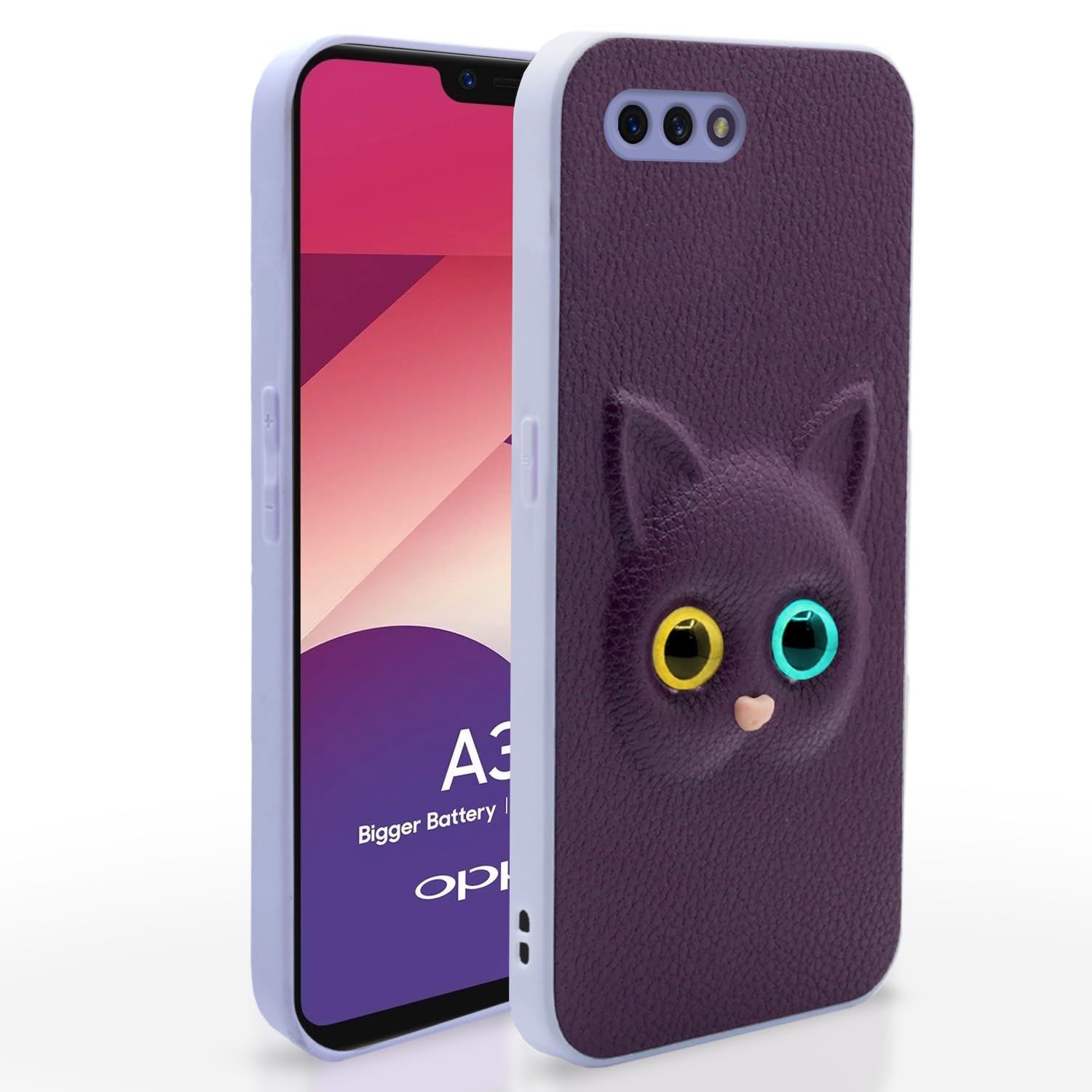 Pikkme Oppo A3s / Realme C1 Back Cover for Girls | Cute Cat Leather Finish | Soft TPU | Case for Oppo A3s / Realme C1 (Purple) (B09W9GLH1X) Amazon Price History, Amazon Price Tracker