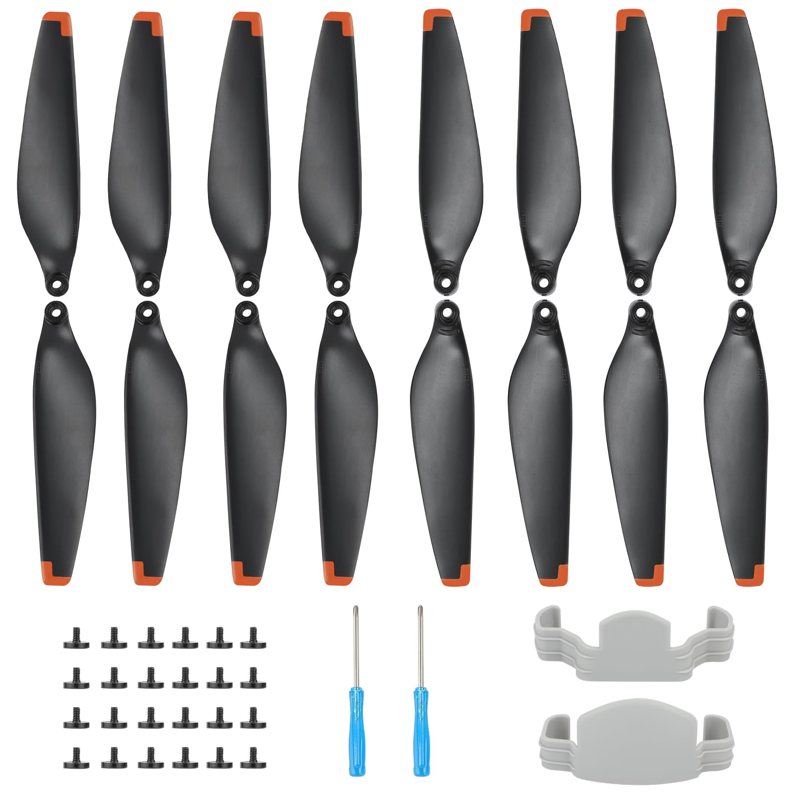 Houjunor 16 Pcs 6030F Propellers for Mini 4 Pro/Mini 3 Pro, Low-Noise and Quick-Release Blades Props Accessories (Orange)Compatible with DJI Mini 4 Pro/Mini 3 Pro, 2 Pcs Propeller Stabilizers Fixators