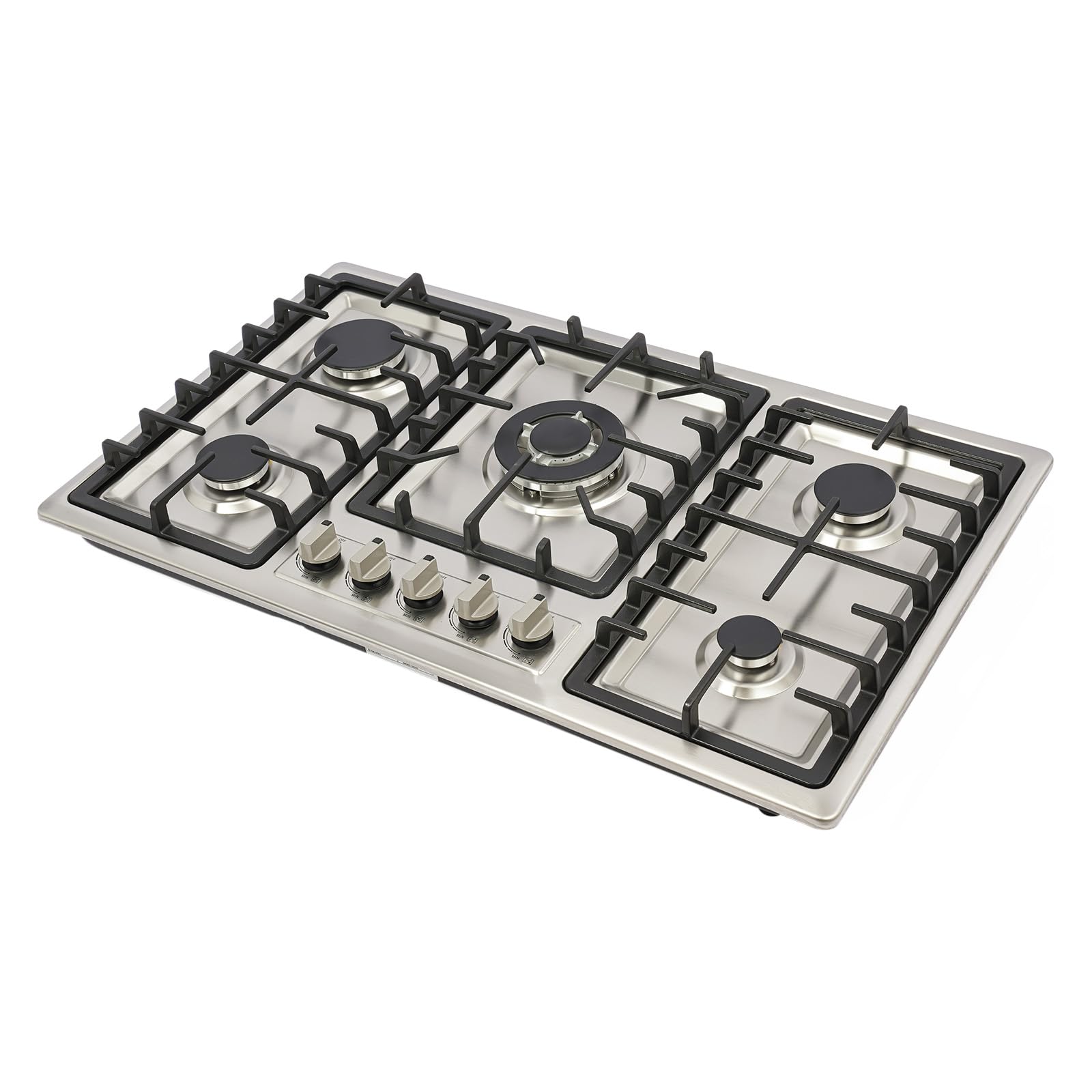 Piano Cottura 5 Fuochi, Piano Cottura 5 Fuochi 90 Cm, Fornello Portatile, Bruciatori da 3.3kW, Sicurezza Anti-Spegnimento, Fuochi Cucina Gas 5 Fuochi per Cucine Domestiche e Ristoranti