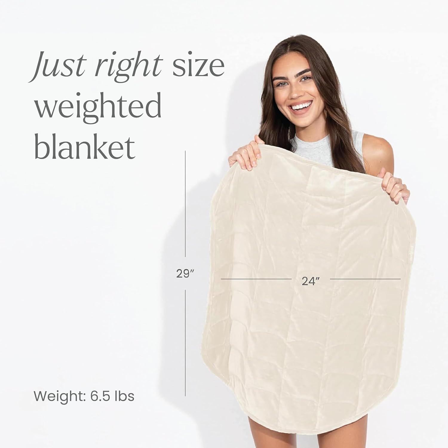 nodpod Body 2,9 kg patentierte kompakte gewichtete Decke, perfekt zum Entspannen, Schlafen und Reisen, Glasperlenfüllung, maschinenwaschbar (73,7 x 61 cm), Knochen