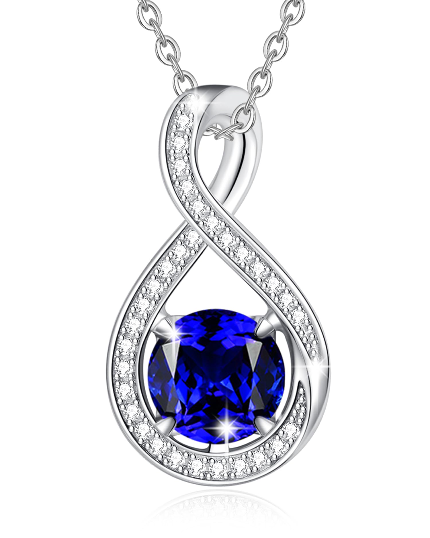 FANCIME Infinity Geburtsstein Halskette für Damen 925 Sterling Silber