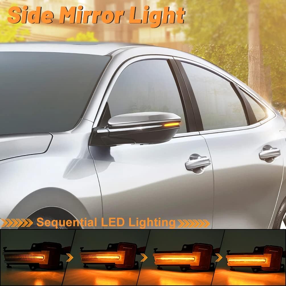 NJSBYL Sequestial Amber LED Side Mirror Turn Signal Lamps Assembly For 2021 2022 2023 Acura TLX MDX Led Mirror Puddle Marker Tow Blinker Light Parking Lights Smoked Lens