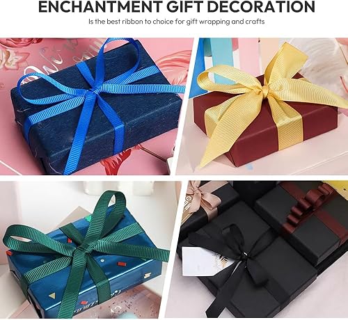 Miniatura 3 de Quhora Cinta de grogrén azul de 58 pulgadas x 100 yardas, perfecta para envolver regalos, manualidades, costura, decoración de bodas, accesorios