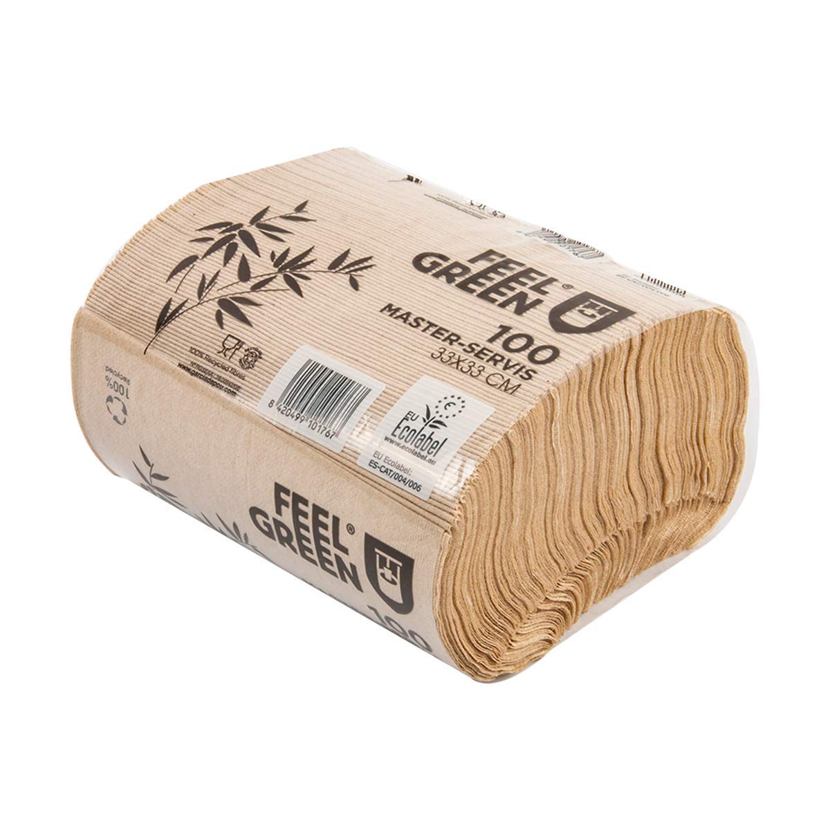 García de Pou 4800 Unidades - 101.76 Servilletas Master Servís Ecolabel con 1 Capa, 23 G/M2, 33 x 33 cm, Natural