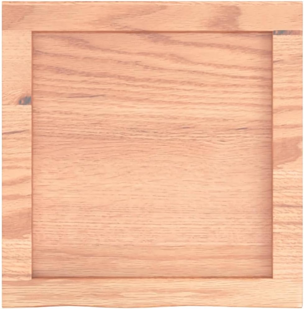 vidaXL Solid Oak Wood Bathroom Countertop - Light Brown, Varnished, Live Edge Design, Versatile Use, 15.7" x 15.7" x (0.8"-1.6")