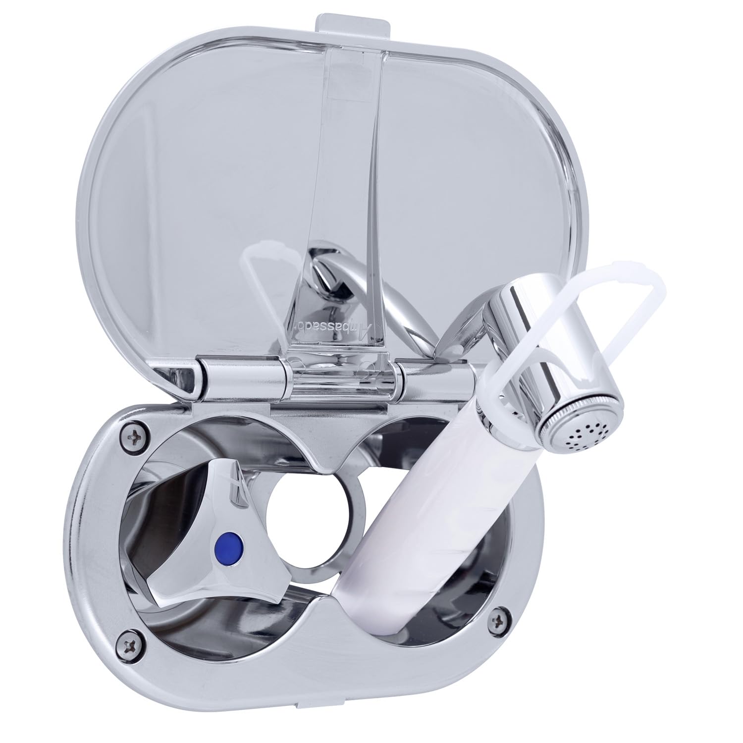 Ambassador Marine Trinidad- Transom Shower (Cold Only), Chrome Cup & Lid, Hammer-Head Arctic White Sprayer, 6' White Rubber Hose, Chrome Trinidad Handle - 136-0212-CA-W
