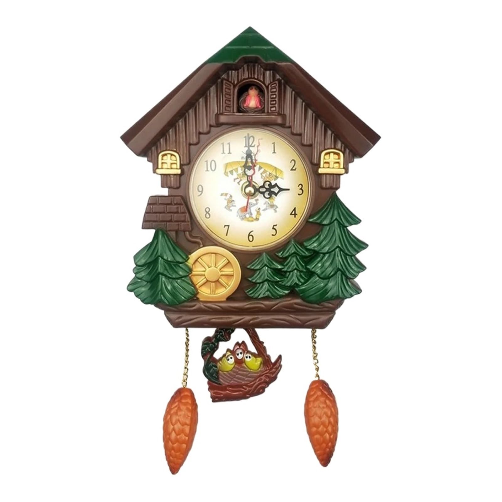 Gsclz Option 1 Cuckoo Clock With Pendulum Wall Living Room Time Bell Swing Alarm Watch Home Art Decor 10Inch For Wall Art Home Office Decoration(Option 1)