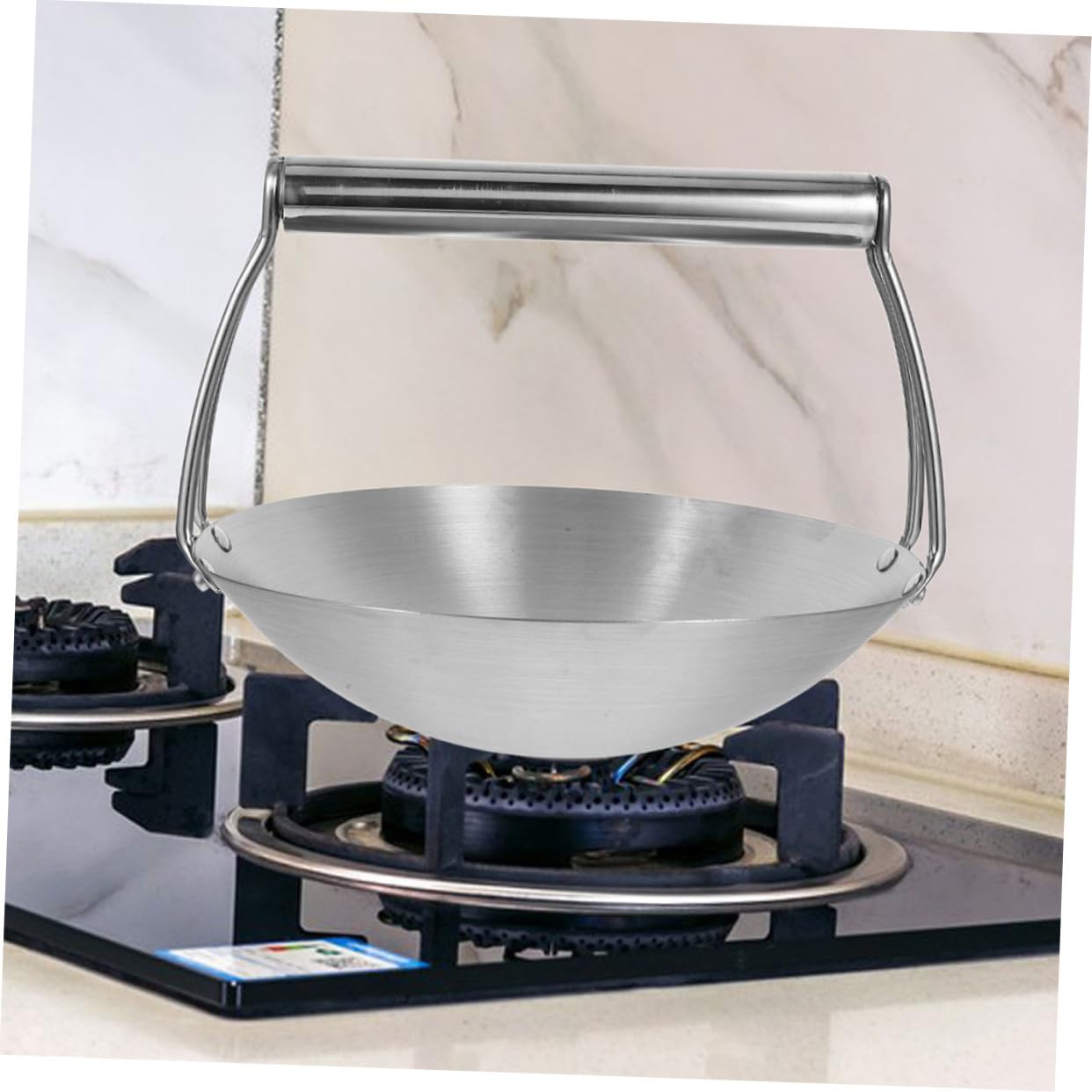 Cabilock Edelstahl Wokpfanne mit Ergonomischem Griff Vielseitiger Induktions-kochtopf für Braten Kochen Backofen Spülmaschinenfest für Camping und Zuhause