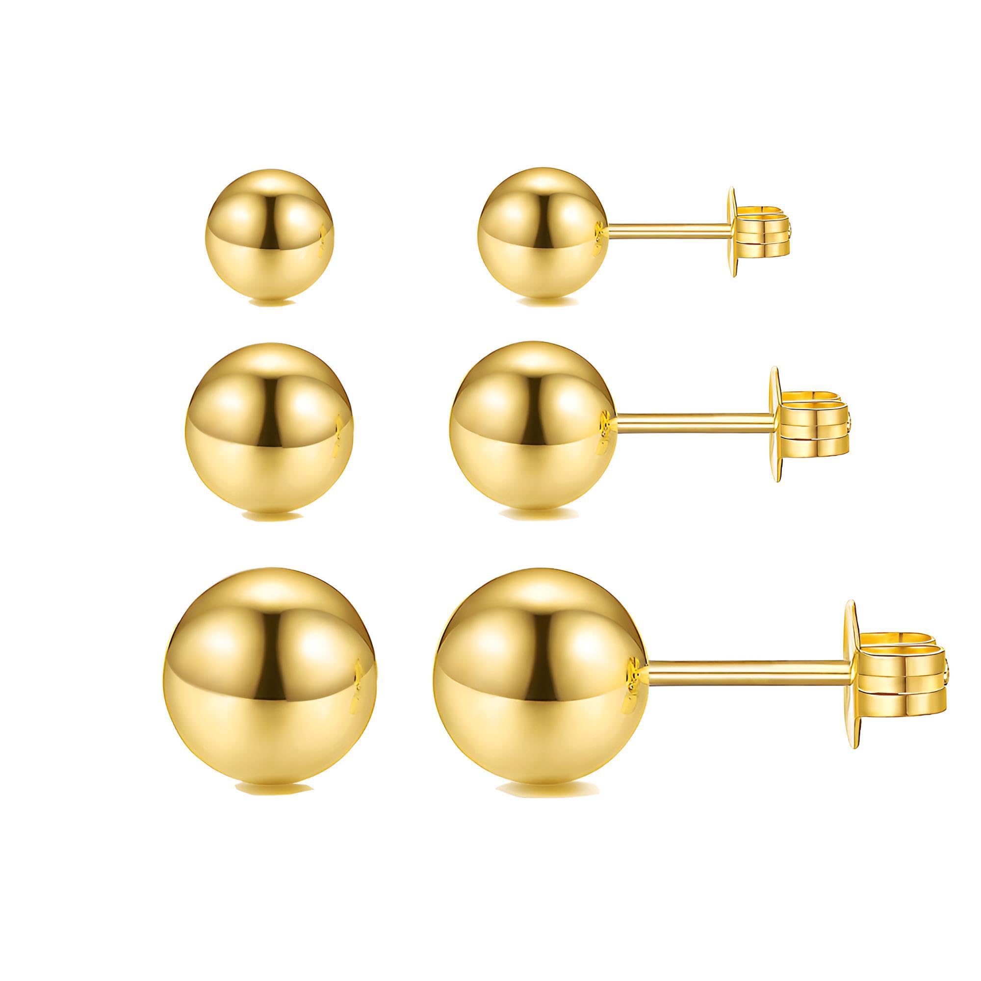 TONLUYAX3 Pairs Stud Earrings Set For Women Gold Pearl Earrings Studs Set Hypoallergenic Cubic Zirconia Earrings