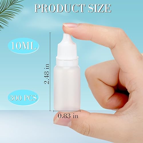 Miniatura 2 de TrelaCo 300 botellas de plástico con cuentagotas a granel de 0.3 fl oz (0.3 fl oz), gotero líquido exprimible para ojos exprimibles con tapas