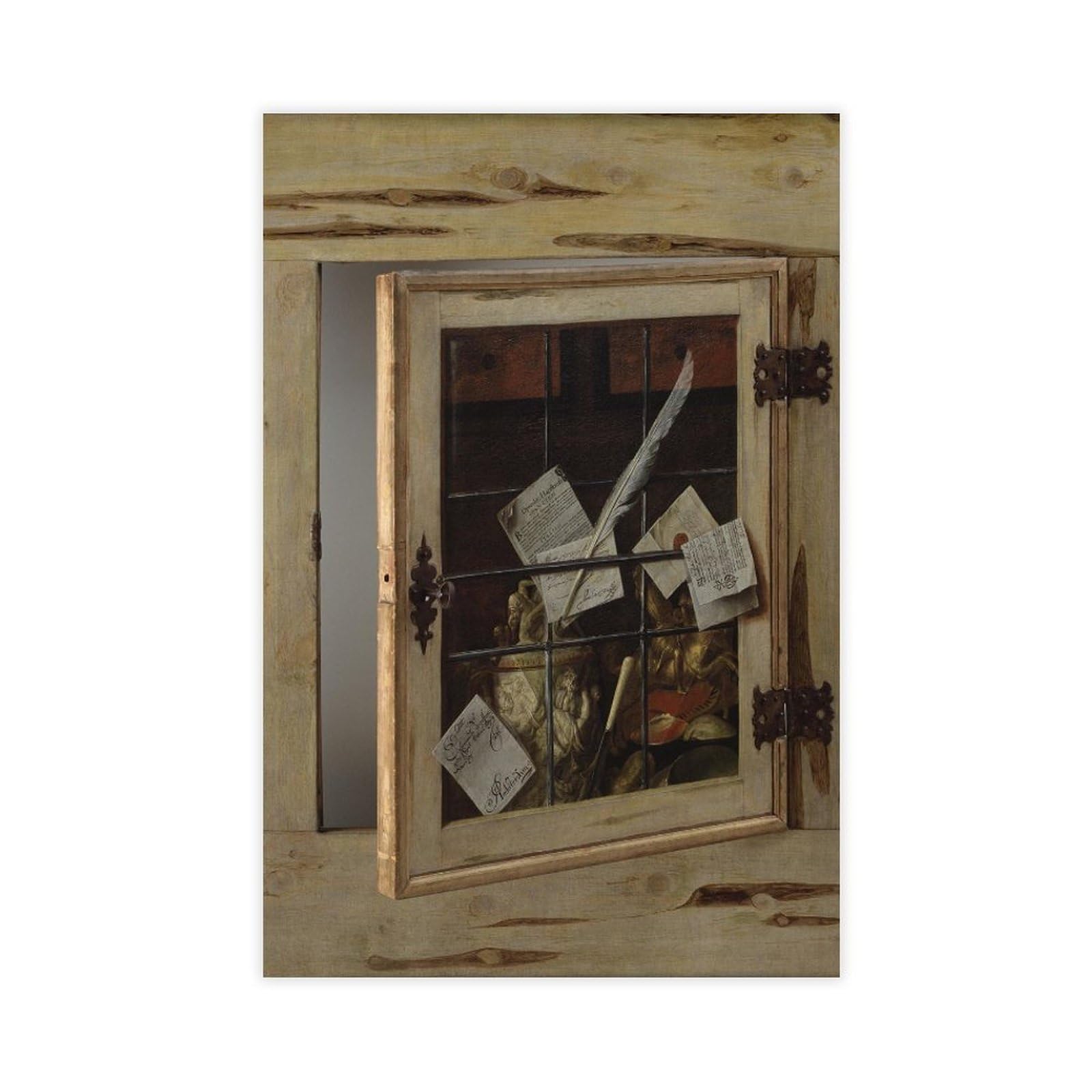 RTEYCE Trompe L’oeil. A Cabinet Of Curiosities With An Ivory Tankard Canvas Poster for Bedroom Decor Gift