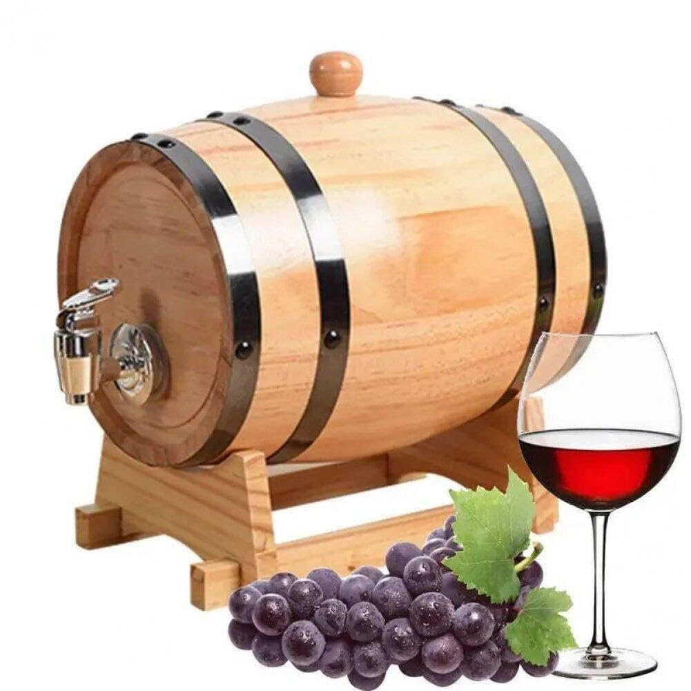 Sanfly As Shown Wooden Wine Barrel 1L Whiskey Storage Dispenser Leak Proof Brandy Bucket Wine Storage Holder With Tap For Home Bar Restaurant