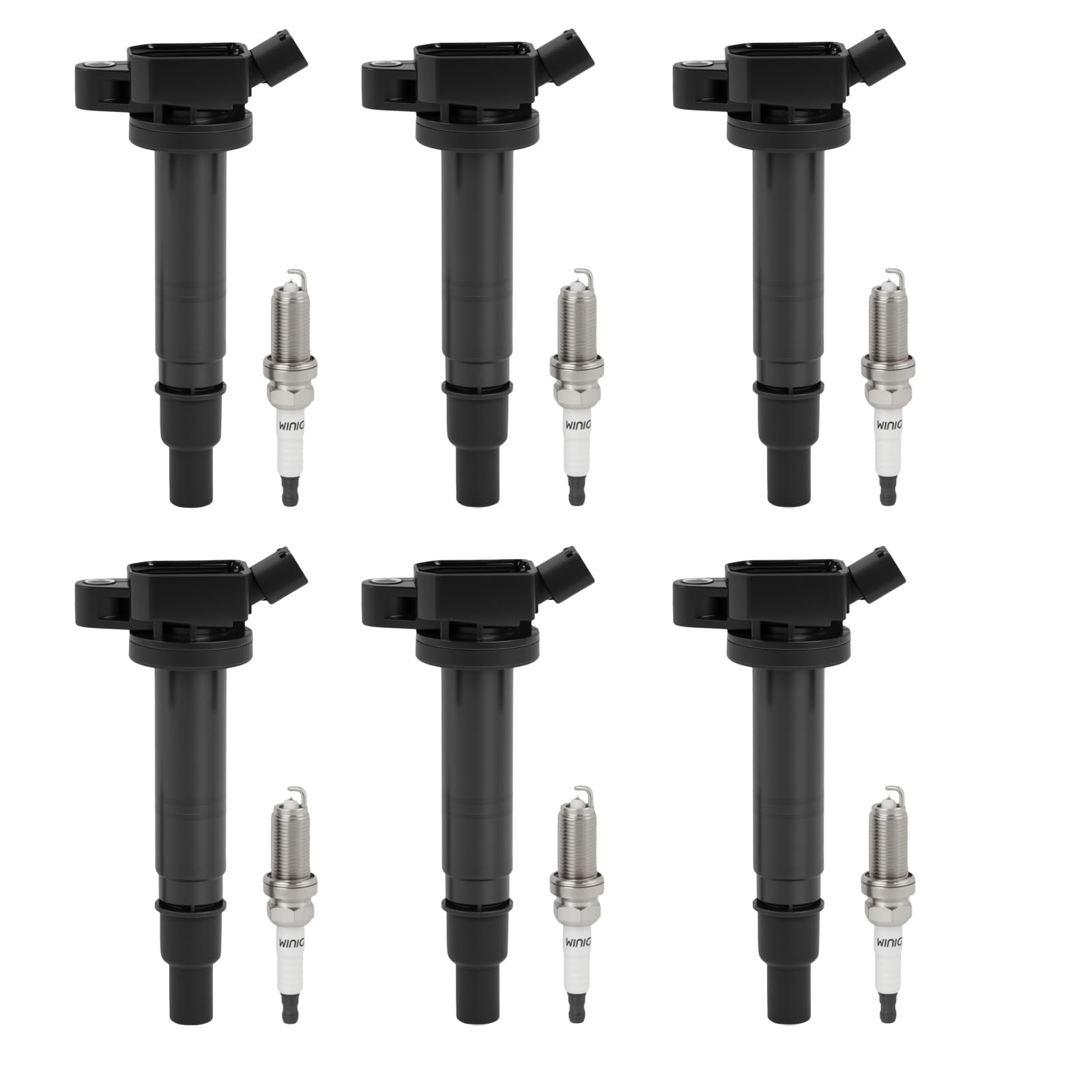 Autodevil UF495 Ignition Coil Iridium Spark Plug Set of 6 Fits for LC500 Tacoma 4Runner Tundra FJ Cruiser xB 4L V6 Replaces 90919-02248, 90919-A2001,