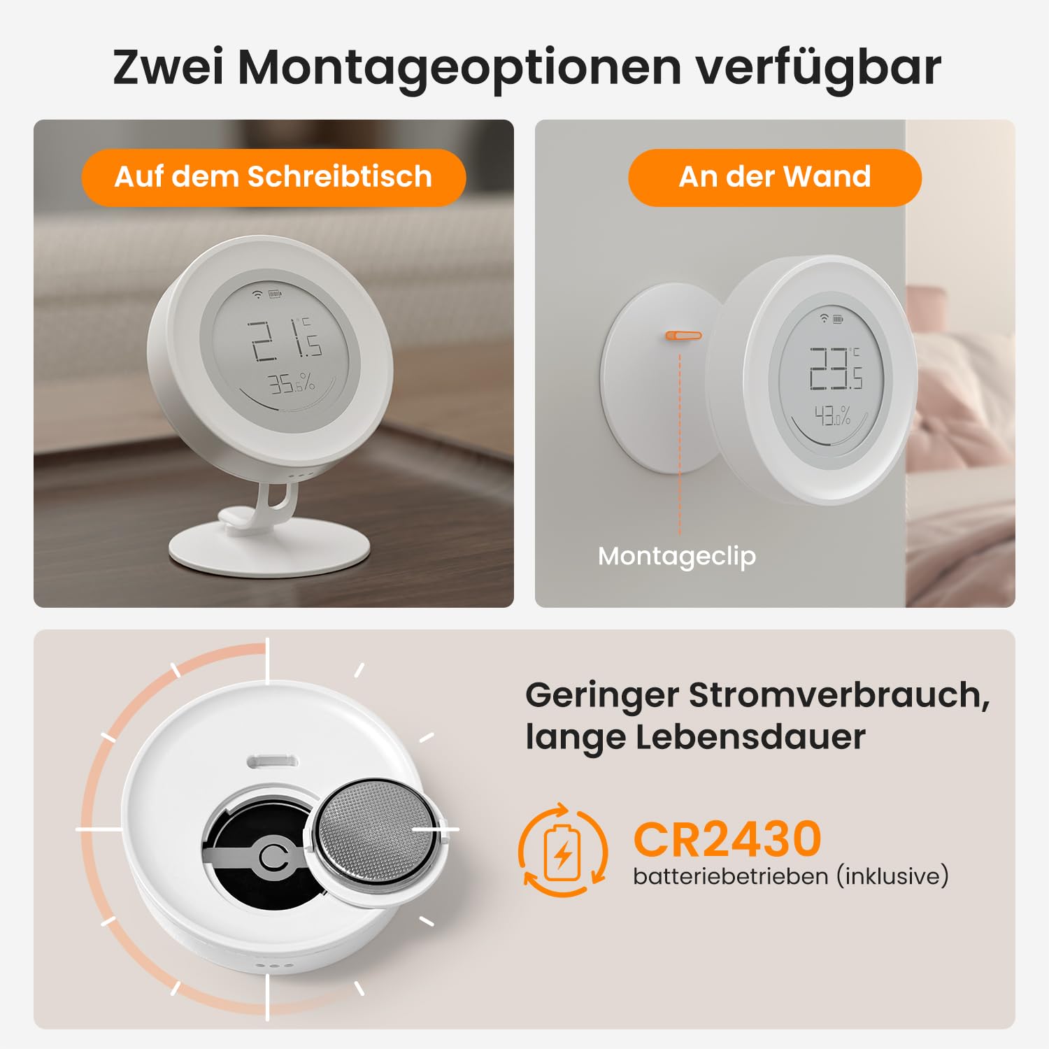 AVATTO Zigbee Smart Sensor de temperatura y humedad para interiores, pantalla de tinta electrónica, termómetro digital, higrómetro compatible con Alexa Google Home MQTT Home Assistant | Requiere