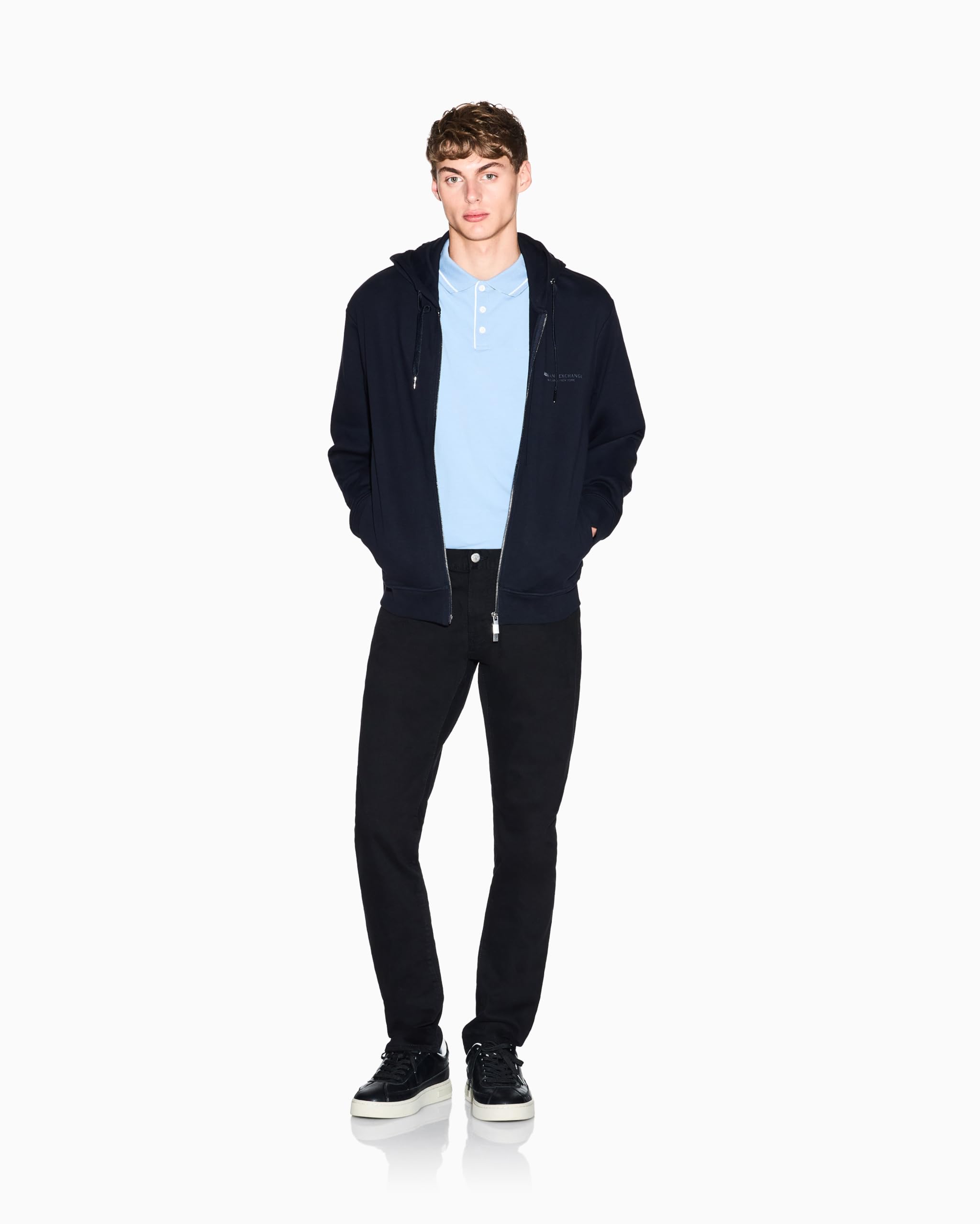 Armani Exchange Bluza z kapturem Mężczyźni Genuine Cotton, Zipped, Long Sleeve Side Logo