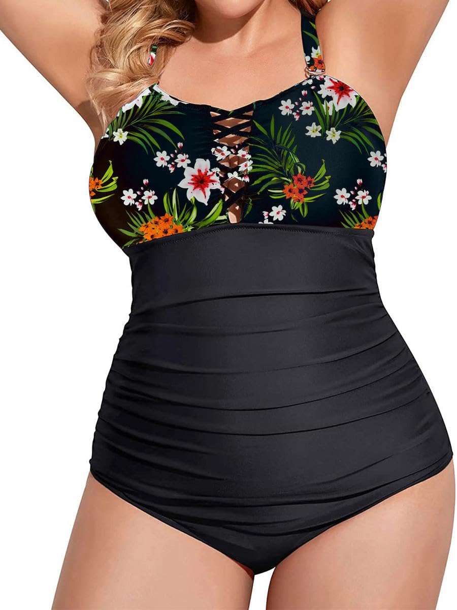 Joligiao Traje de Baño de Una Pieza Bañadores Mujer Talla Grande One Piece Retro Control Abdomen Slim Bañador Ropa de Playa Push Up Traje de baño Acolchado