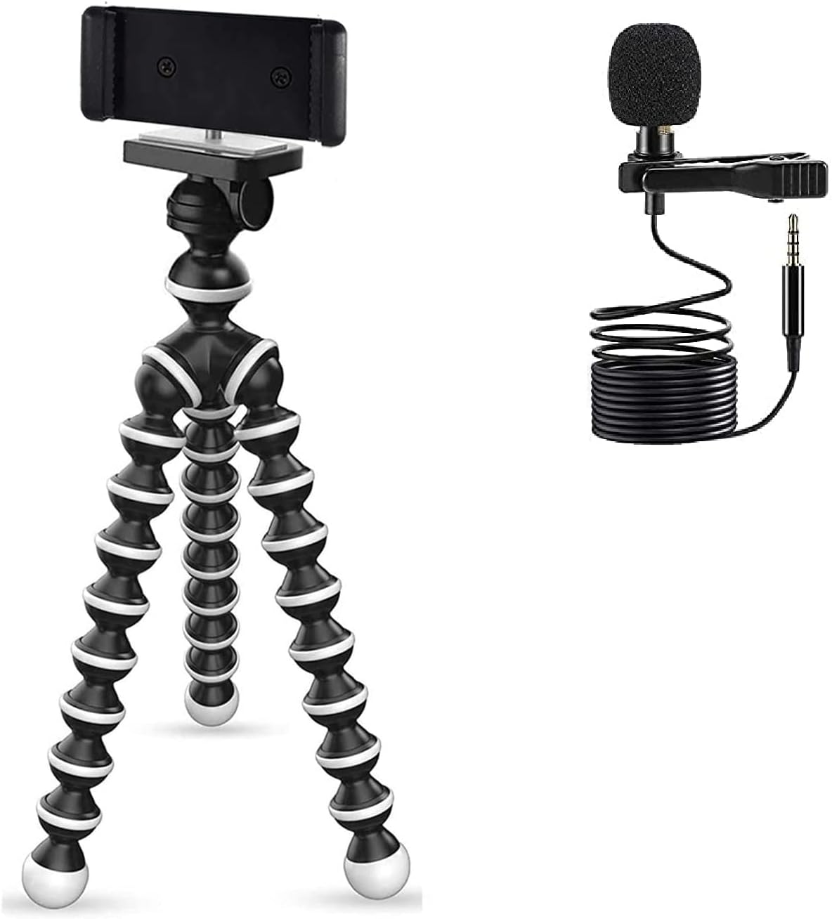 Gorilla Tripod/Mini (13 Inch) Tripod for Mobile Phone with Phone Mount Flexible Gorilla Stand for DSLR & Action Cameras with Professional Collar Mic for YouTube Grade Lavalier Microphone Combo Offer.