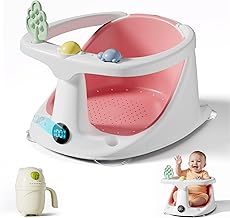 Baby Bath Seat for Babies 6 Months & Up - Bathtub Seats for Babies Sitting Up with Rinse Cup, Non-Slip, Comfortable, Infant Bath Essentials, Pink