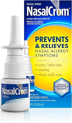 NasalCrom Controlador de síntomas de alergia en aerosol nasal | 200 aerosoles | .88 onzas líquidas (paquete de 6)