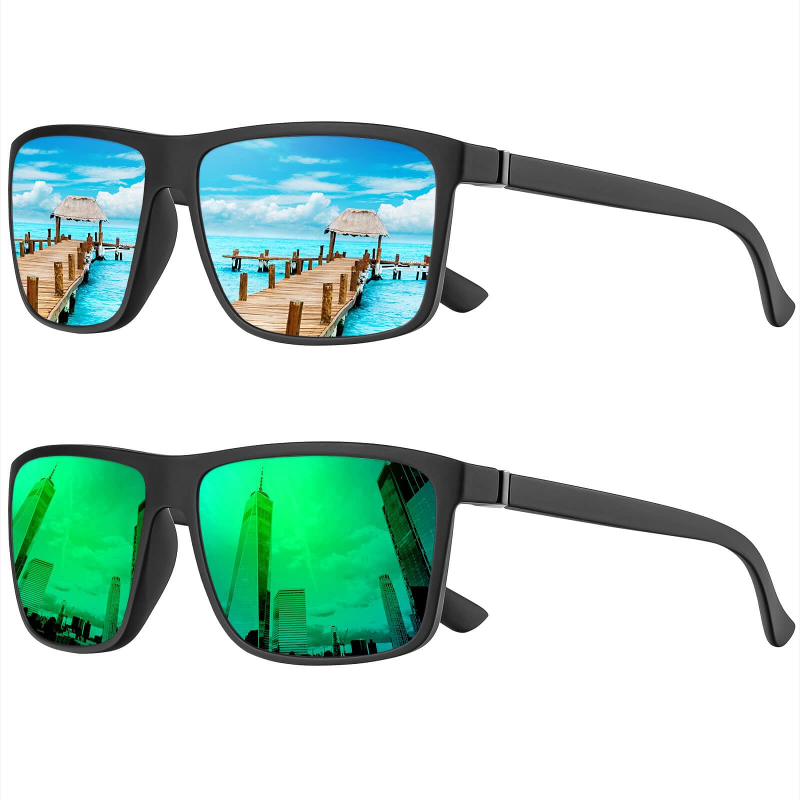 Perfectmiaoxuan Polarisierte Sonnenbrille Herren/Damen ; Vintage/Klassisch Brillengestell; UV400-HD-Pilotobjektive;Golf/Fahren/Angeln/Reisebrille/Outdoor-Sportarten Mode Sonnenbrille