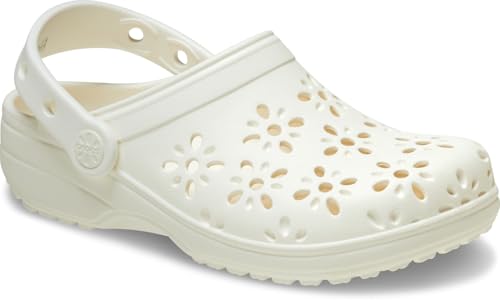 Crocs Unisexe Enfant Classic Floral Cut Out Clog T Sabots, Chalk, 22/23 EU
