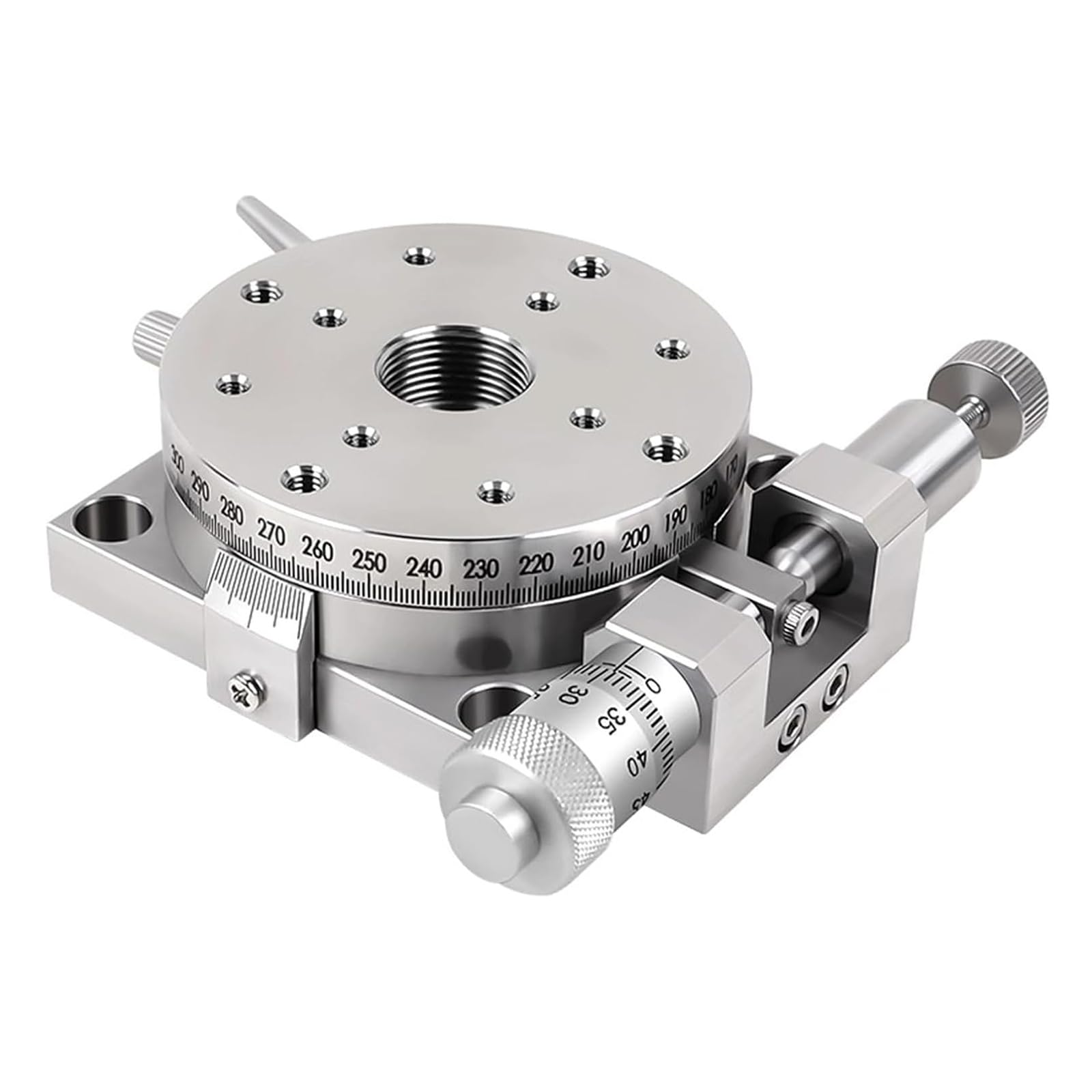 Acciaio inossidabile R Assi Scorrevoli Stage, Piattaforma Spostamento Manuale 60mm, 360 ° Rotazione Lineare Stadio, Carico 49N (5kgf), Eccentricità 0.05mm, per Macchinari di Produzione