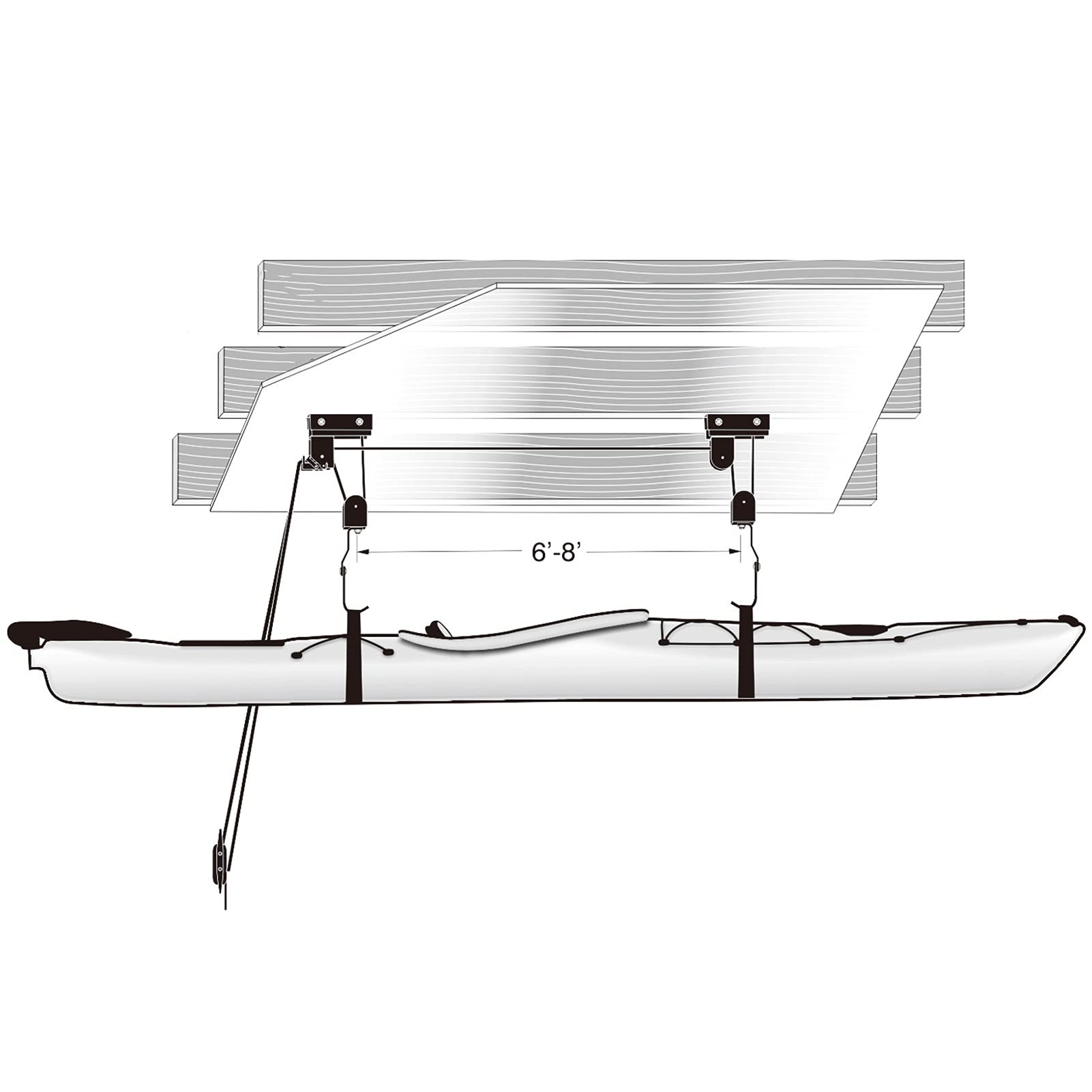 Elevador de Techo para Kayak y Canoa, Elevador de Kayak Conde polea Colgante, Soporte de Techo para Kayak, Soporte de Techo para Tabla de Remo, de polea Resistente,