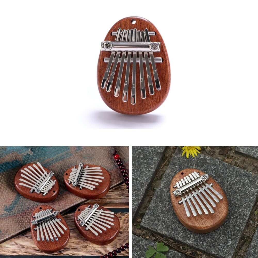 Changyeah - Kalimba 8 Touches Miniature Porte-clés - Piano à Pouce Portable En Bois - Cadeau Musical