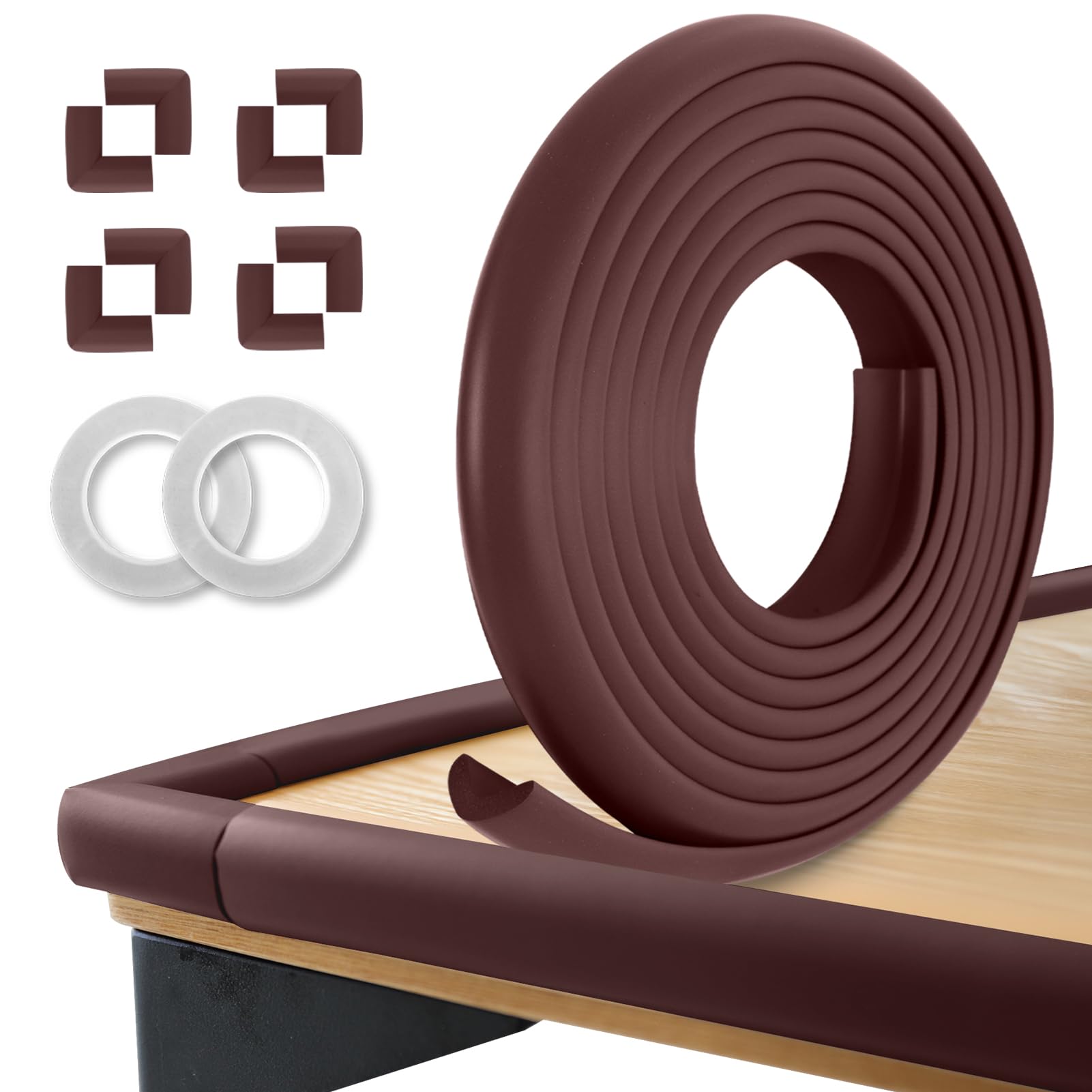 Kerätä Baby Proofing Corners and Edges Protector Guards (16.5FT Edge +8 Corners), Soft Rubber Foam Edge Protector with Removable Double Sided Tapes,