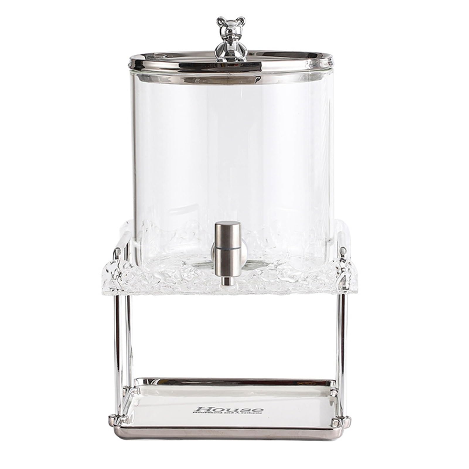 Dispensador de Bebidas con Soporte, Dispensador de Bebidas para Fiestas, Gran Apertura, Doble Rejilla de Almacenamiento, Dispensadores de Vidrio para Limonada, Zumo, Agua, Té Helado(Style 1)