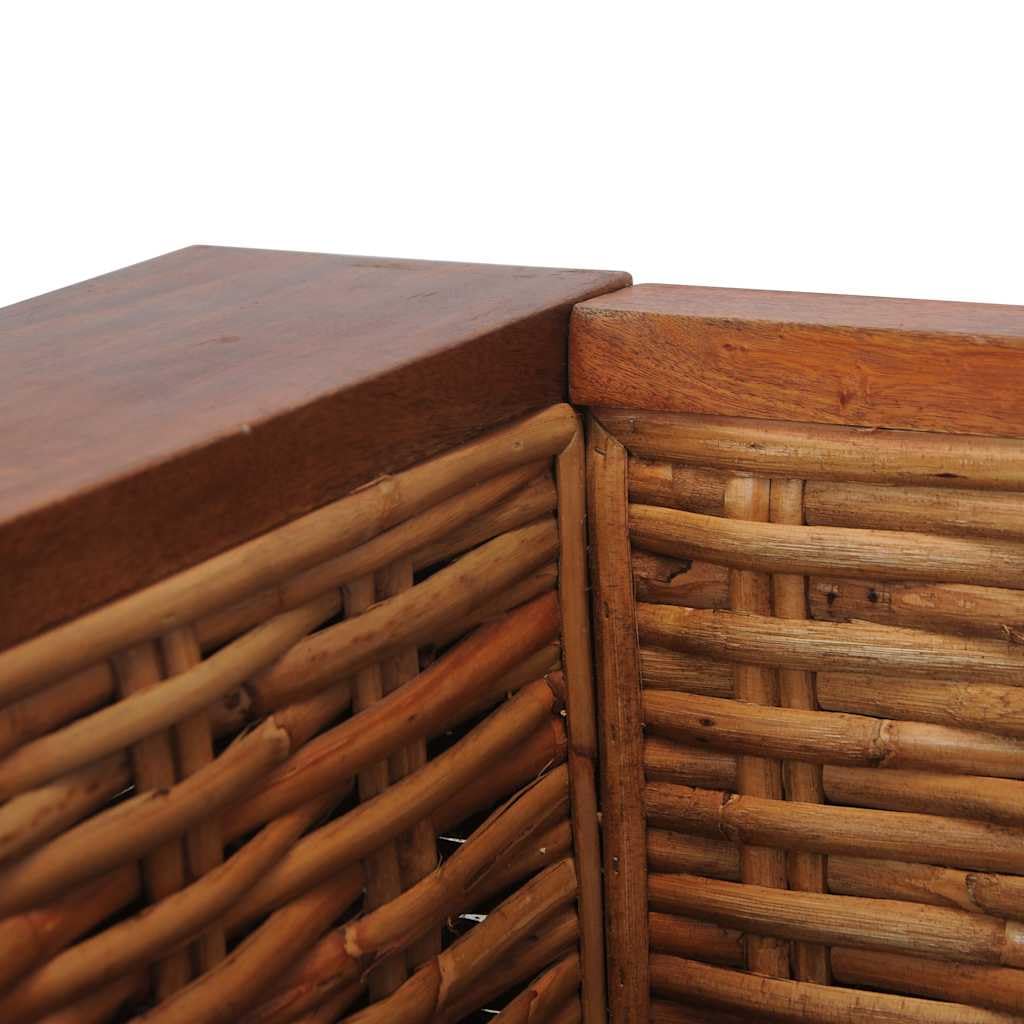 Poltrona in rattan con cuscino in rattan naturale e legno di mango, poltrona relax per soggiorno e giardino d'inverno, comoda poltrona in vimini con cuscino per seduta e schienale, marrone
