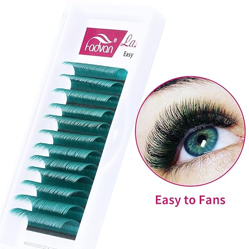 Miniatura 5 de Extensiones de pestañas de volumen verde  verde claro 007 rizo C mezcla de 0591-0787in